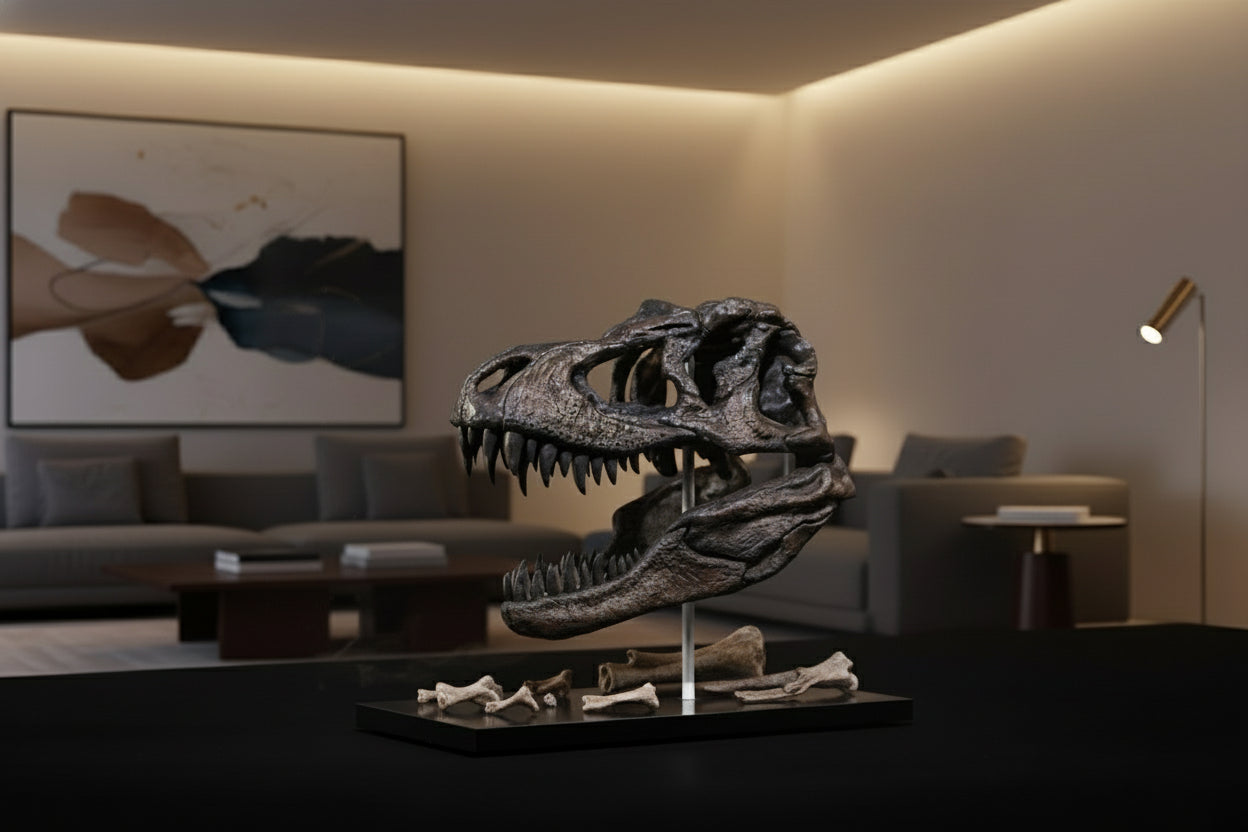 Tyrannosaurus Rex skull | 1:10 scale resin model with acrylic base