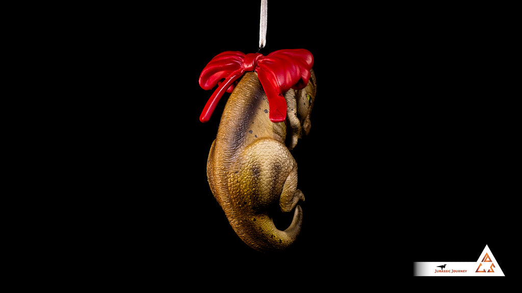 Parasaurolophus Baby Ornament | Hand-painted resin collectible with ribbon – Holiday Edition