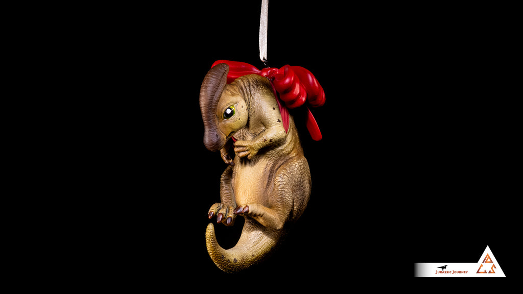 Parasaurolophus Baby Ornament | Hand-painted resin collectible with ribbon – Holiday Edition