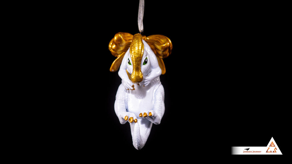 Parasaurolophus Baby Ornament | Hand-painted resin collectible with ribbon – Holiday Edition