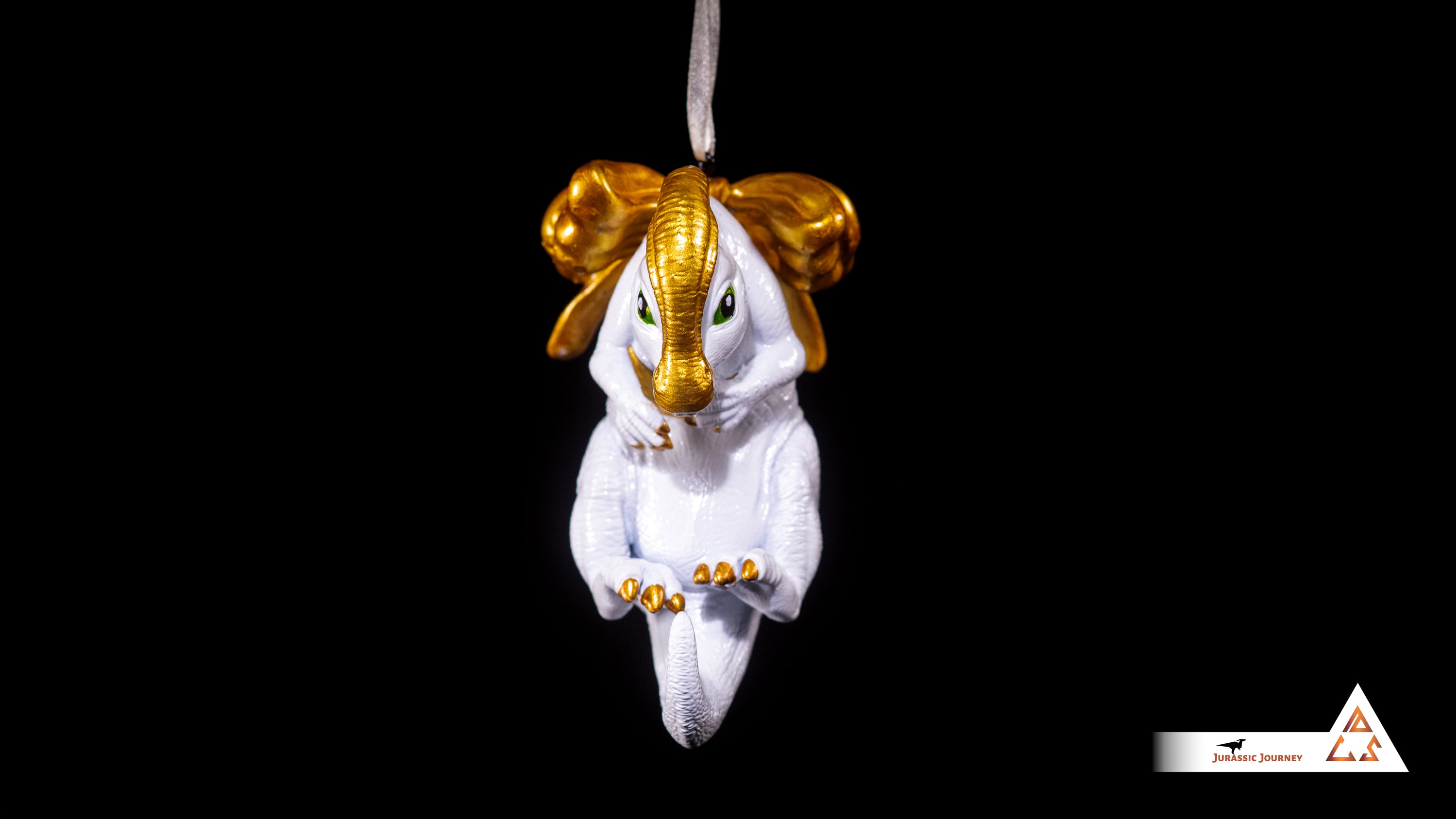 Parasaurolophus Baby Ornament | Hand-painted resin collectible with ribbon – Holiday Edition